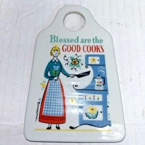 Vintage German Ceramic Spoon Rest "Good Cooks" 5x3